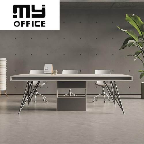 茗雅会议桌桌长简约现代MY107办公室小型8会人洽谈长条2米桌椅组