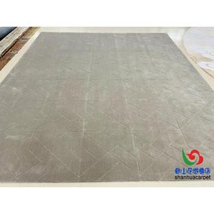 代约灰1016色纯色正形格子中式手工腈纶客方厅茶几现地毯大厅简办