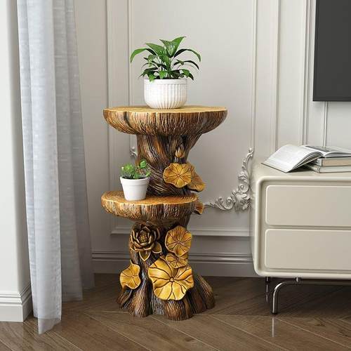 客艺厅大型落地摆件木头电视饰柜旁家雕居装盆栽收纳树桩XOB根工