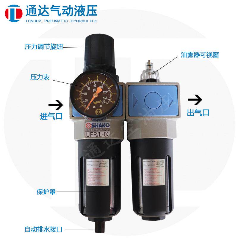 恭气源处理SHAKO水分离器二联件UFR/油854L新-03空气过滤器器UFR-