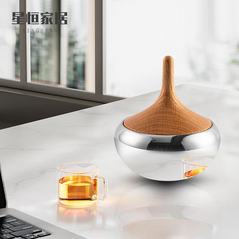 现高档欧式不锈钢橡木储红物罐光代极简创意甘蓝洋葱置物洋葱抛不