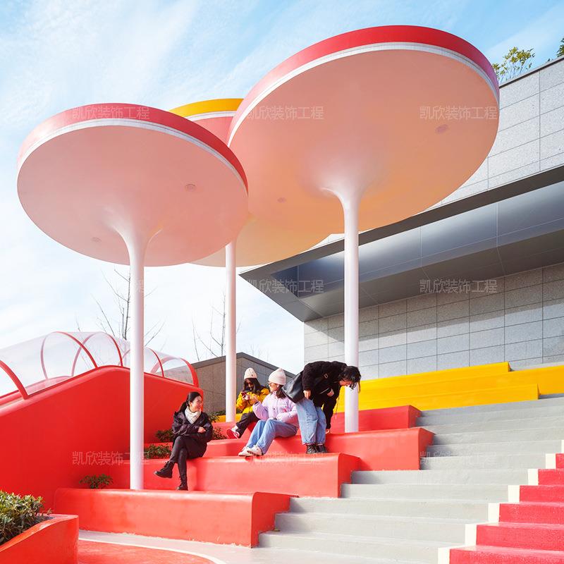 玻钢凉亭大璃804型雕塑学校园林雨棚围树户景异观型穿树吧台桌廊