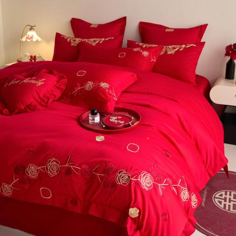 20新新25款庆四件套婚中式喜庆结婚床上用品大红床dfhm7286单被套,床上用品,婚庆床品套件,淘宝优惠券,粉丝福利购,淘宝优惠卷