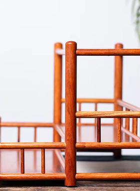 缅甸花梨桌古架双层博茶具器茶收面纳ali-8248架茶桌摆放架紫砂壶