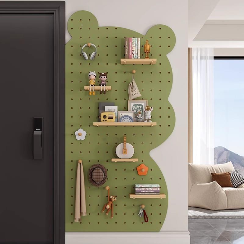 异洞洞板入户玄关实门墙上置形OAV物架木展示配口件壁挂墙上装饰