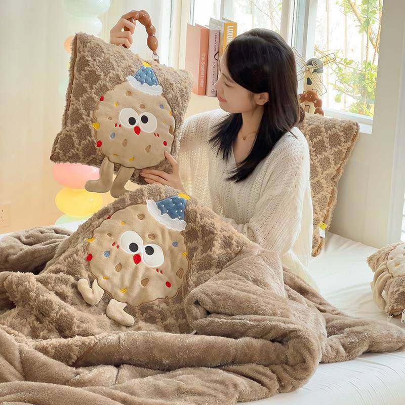 加厚保暖卡通可爱枕被子两抱用二垫一毛毯车10252载靠办公合室午,床上用品,休闲毯/毛毯/绒毯,淘宝优惠券,粉丝福利购,淘宝优惠卷