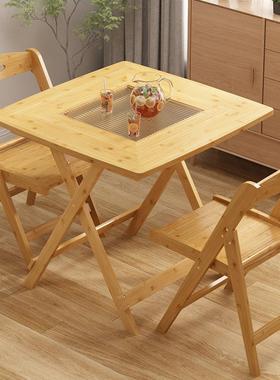 折叠桌正方形吃饭桌子饭桌组合小户型宿舍餐桌便携阳台方桌家用