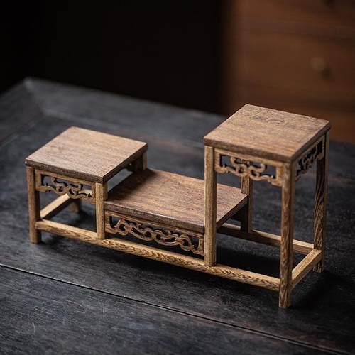 鸡翅木博古架装饰二层三层高低展示架实木架子工艺品佛像摆件底座