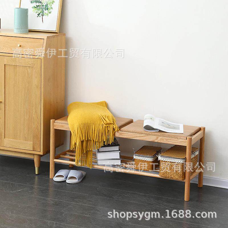 北欧全实木长条凳布艺绳编凳子单人双人床尾凳现代简约休闲换鞋
