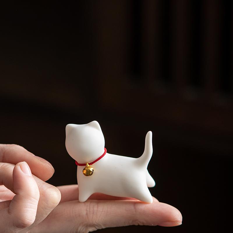 创意可爱小猫咪陶瓷摆件动物微景观园艺配件茶宠盆景室内桌面饰品