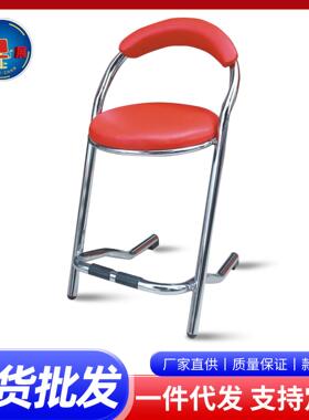 红色PVC皮革圆弧背游戏机厅座椅游戏机四角脚踏凳金属吧台高脚椅
