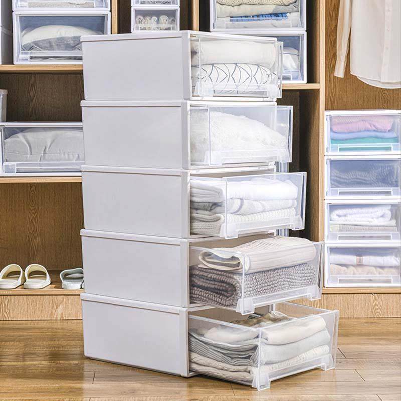 5YA1抽屉式收纳箱塑料衣柜衣服透明收纳盒家用衣物储物柜省空间整