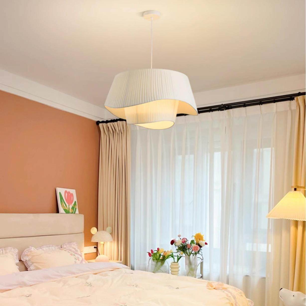 北欧ins风吊灯布艺设计艺术造型灯具法式中古卧室灯简约客厅主灯