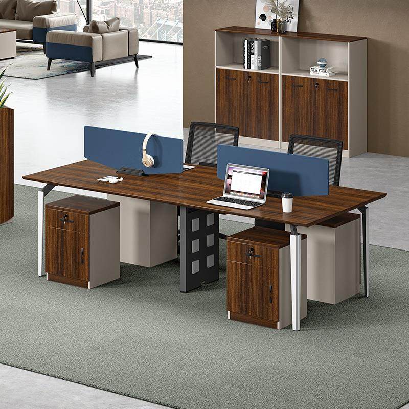 办公室简约员工电脑桌 4人位职员办公桌子板式办公桌椅组合
