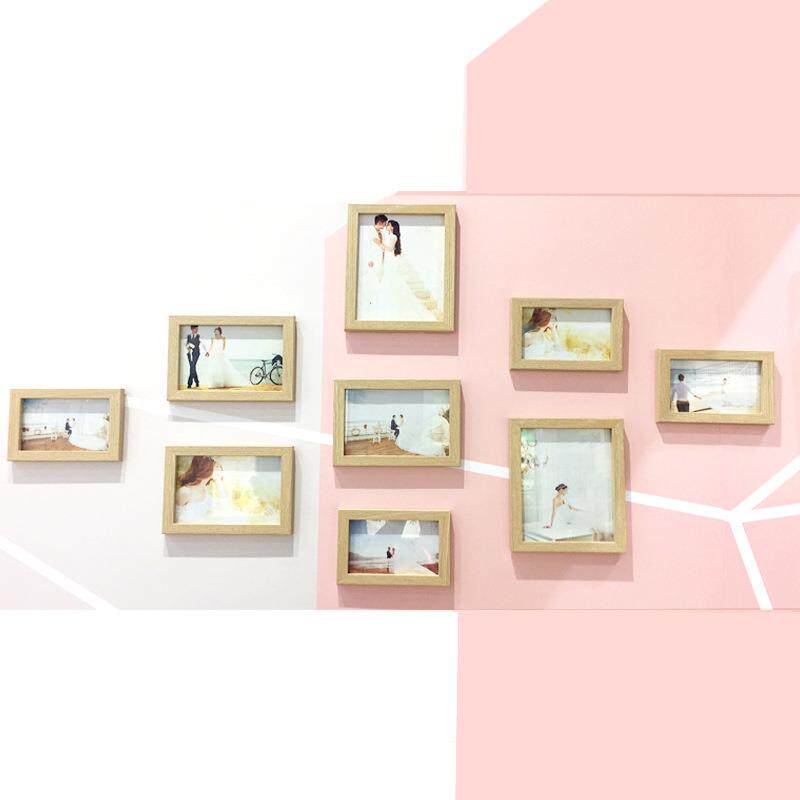 现代客厅照片墙免打孔9件套相框墙九宫格组合挂墙相片婚纱照装饰