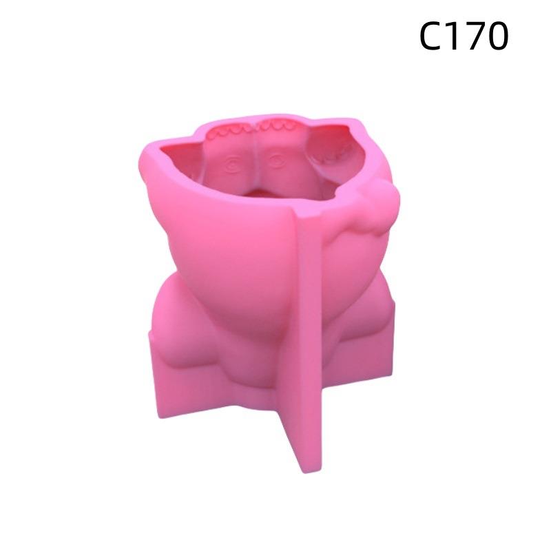 新款创意简约风大象多肉硅胶迷你小花盆硅胶模具滴胶石膏模具C170