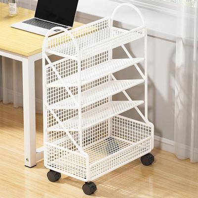 桌下书本收纳架可移动置物架书架落地带轮书桌旁简易桌边小书柜子