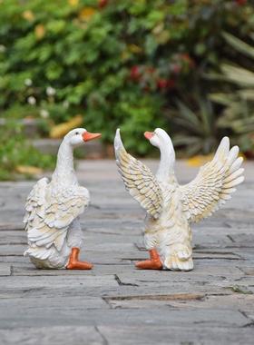 庭院装饰户外花园仿真动物鹅摆件园林景观鸭子雕塑别墅创意花缸盆