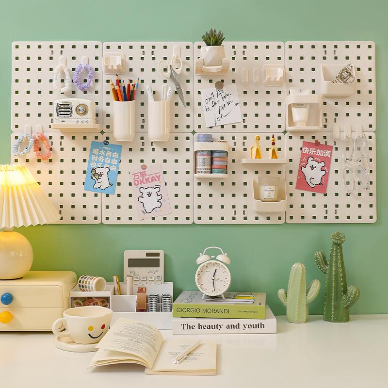 洞洞板墙上墙面置物架宿舍展示架万能挂板学习书桌整理收纳隔板架
