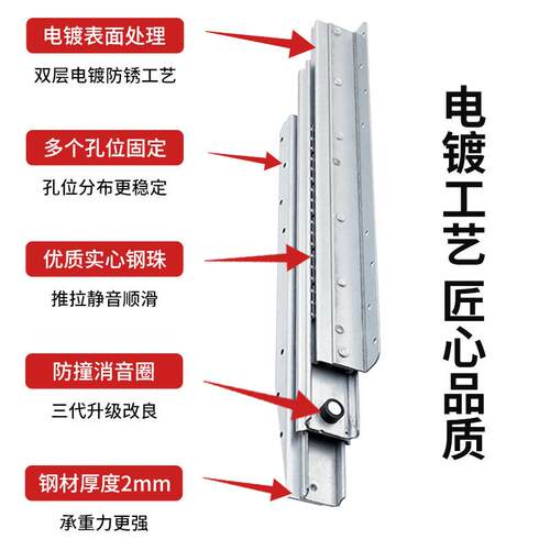 重型楼梯底柜滑轨 加厚冷轧钢鞋柜推拉导轨伸缩楼梯间柜滑道