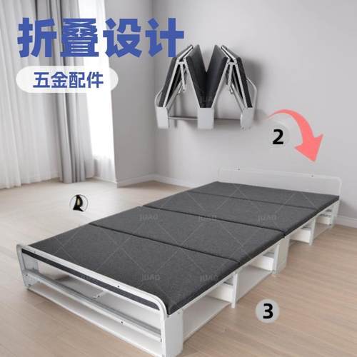 校园午休床汽动折叠床午睡简易床架办公室家用易携