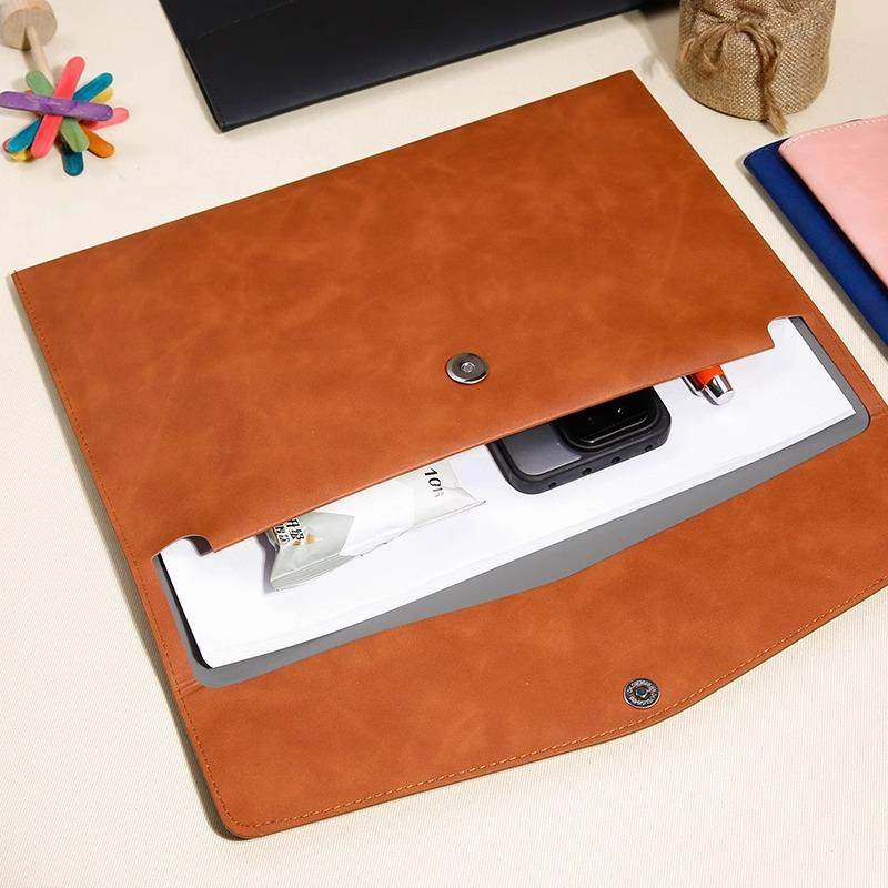 皮质文件袋A4纸档案袋文件夹文件包加厚防水资料按扣商务电脑收纳