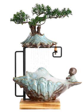 新中式流水摆件生财陶瓷喷泉客厅办公室开业礼品