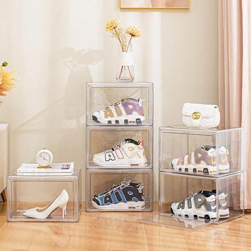 硬塑料鞋盒收纳盒透明鞋架鞋柜运动鞋收纳架省空间鞋盒子折叠鞋柜