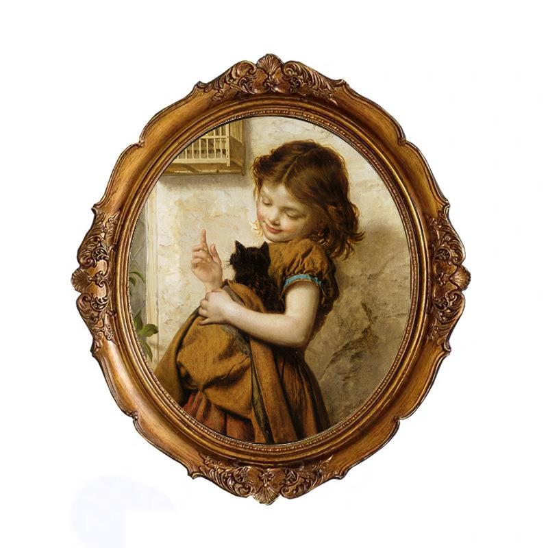 画框装饰创意相框摆台创意挂墙复古玄关雕花树脂相框椭圆画框