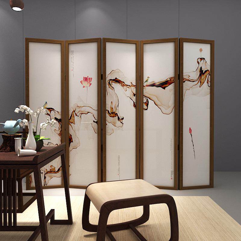 新中式折叠屏风隔断简约现代客厅可移动入户遮挡酒店茶室装饰折屏