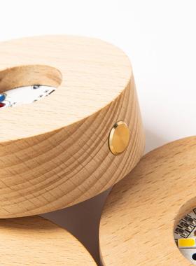 木质小夜灯水晶球底座灯diy充电款实木摆件底托圆形发光底座摆件