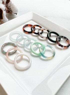 圆形戒指系列 龟甲醋酸树脂叠戴戒指