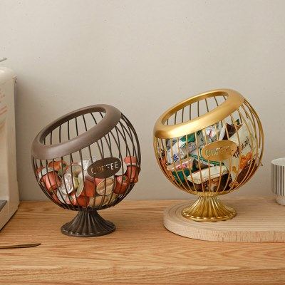 跨境铁艺水果篮咖啡胶囊收纳篮桌面装饰茶几零食干果水果糖果