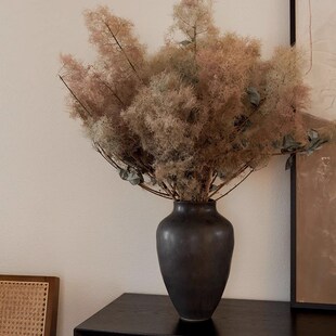 黑色大花瓶法式陶瓷复古侘寂风民宿客厅插花轻奢高级感花器摆件