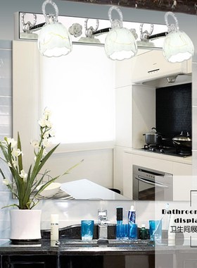 免打孔镜前灯具卫生间浴室化妆镜柜梳妆台不锈钢北欧白色双色调光