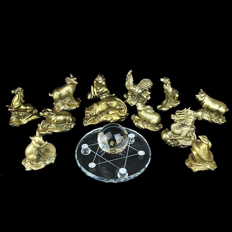 新品铜十二生肖三会局水晶球摆件虎马狗兔猪羊牛蛇鸡家居饰品,家居饰品,装饰摆件,淘宝优惠券,粉丝福利购,淘宝优惠卷