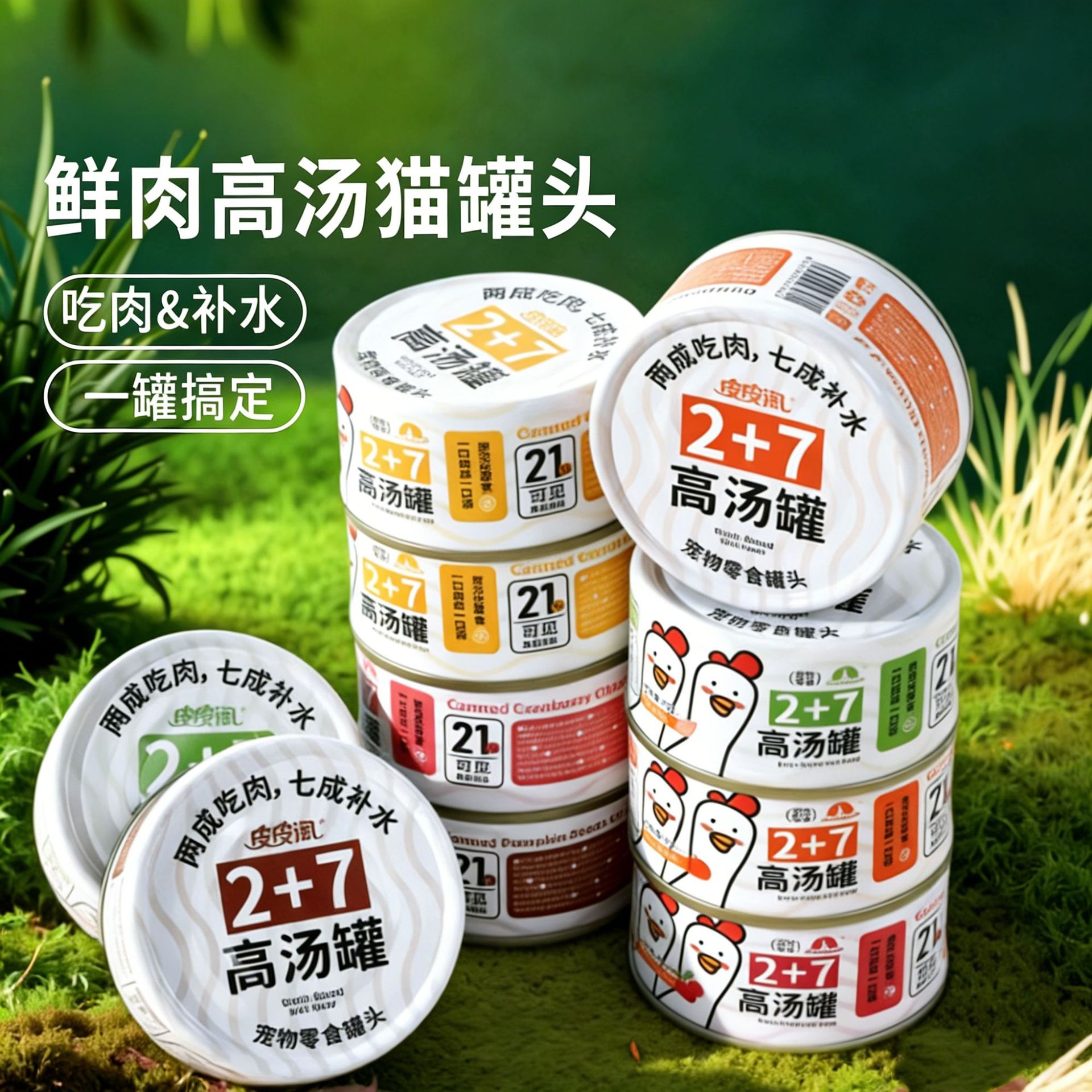 【24罐】皮皮淘宠物零食成幼猫咪罐头鸡肉高汤罐营养补水湿粮整箱