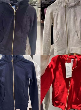 代购直邮 lululemon Scuba系列薄绒修身全拉链运动连帽衫卫衣现货