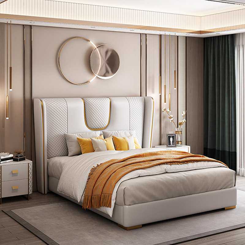 网红ins风轻奢皮床1.8米主卧婚床皮艺双人床现代简约软床工厂直
