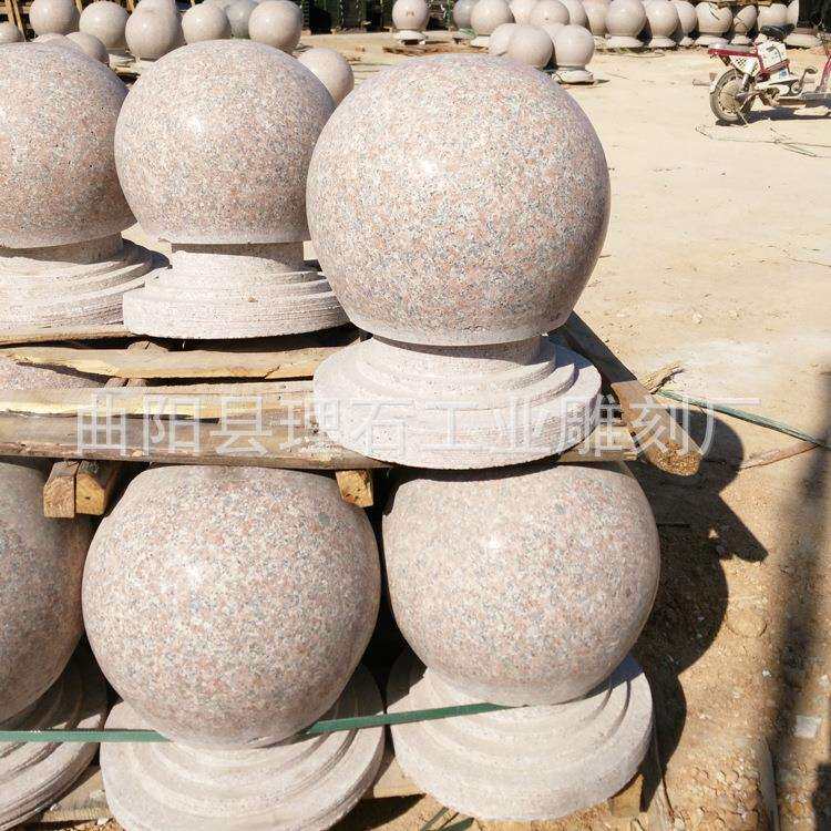 厂家 挡车石球 路障石球 花岗岩五莲红路障石球 挡车球