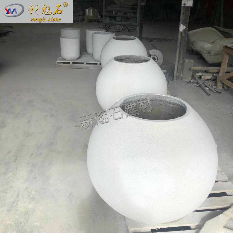 仿陶瓷清水泥球状花钵GRC水泥户外花盆创意种植盆耐用商场花箱