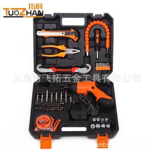 家用五金工具套装 多功能手提便携锂电钻 拓展工具小锂电钻62件套