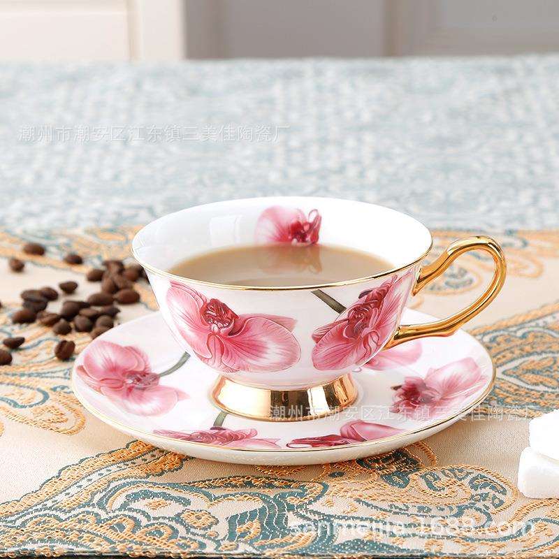 北欧简约粉色陶瓷咖啡杯碟套装英式下午茶茶杯红茶杯少女心杯碟
