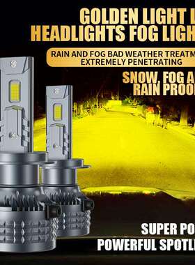 3000K暖黄光led车灯大功率双铜管汽车led大灯黄光12V24VH7H1H4h11