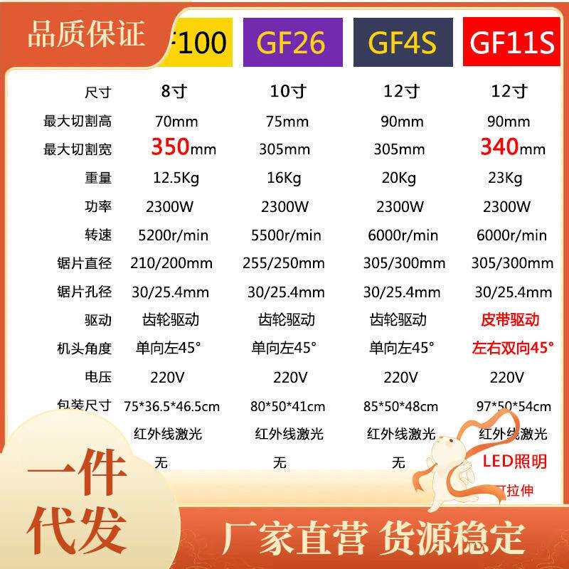 ⇜推拉锯铝机 铝合金45度角切割机木材拉杆锯255切割机相框画框