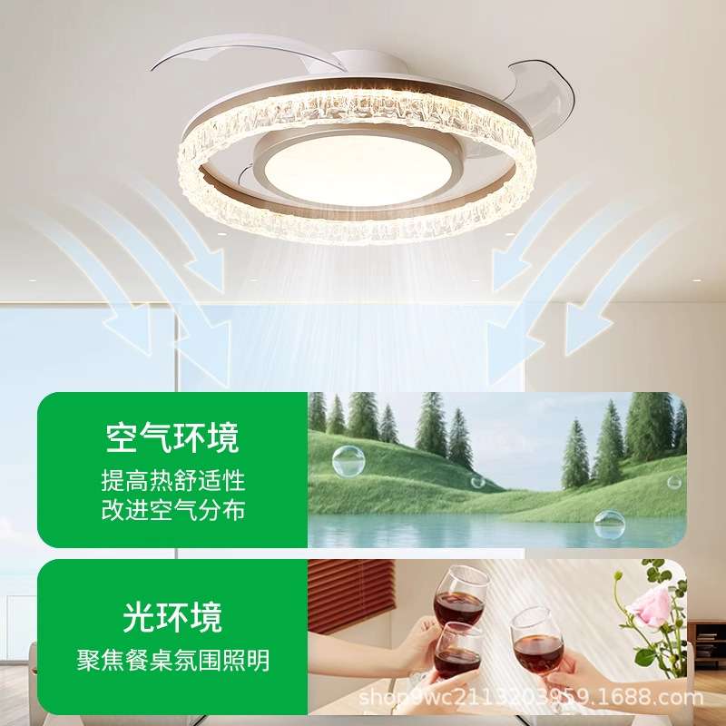 卧室吸顶风扇灯2025新款吊扇灯家用房间餐厅带电风扇一体吊灯调光图片