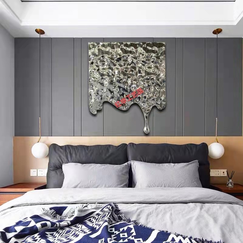 不锈钢水波纹壁饰挂件客厅沙发墙挂饰床头餐厅背景轻奢墙面装饰品,家居饰品,壁饰,淘宝优惠券,粉丝福利购,淘宝优惠卷