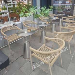 淡马茶坊桌椅组合桌椅不锈钢茶几甜品奶茶小吃店喜茶商用小圆桌椅