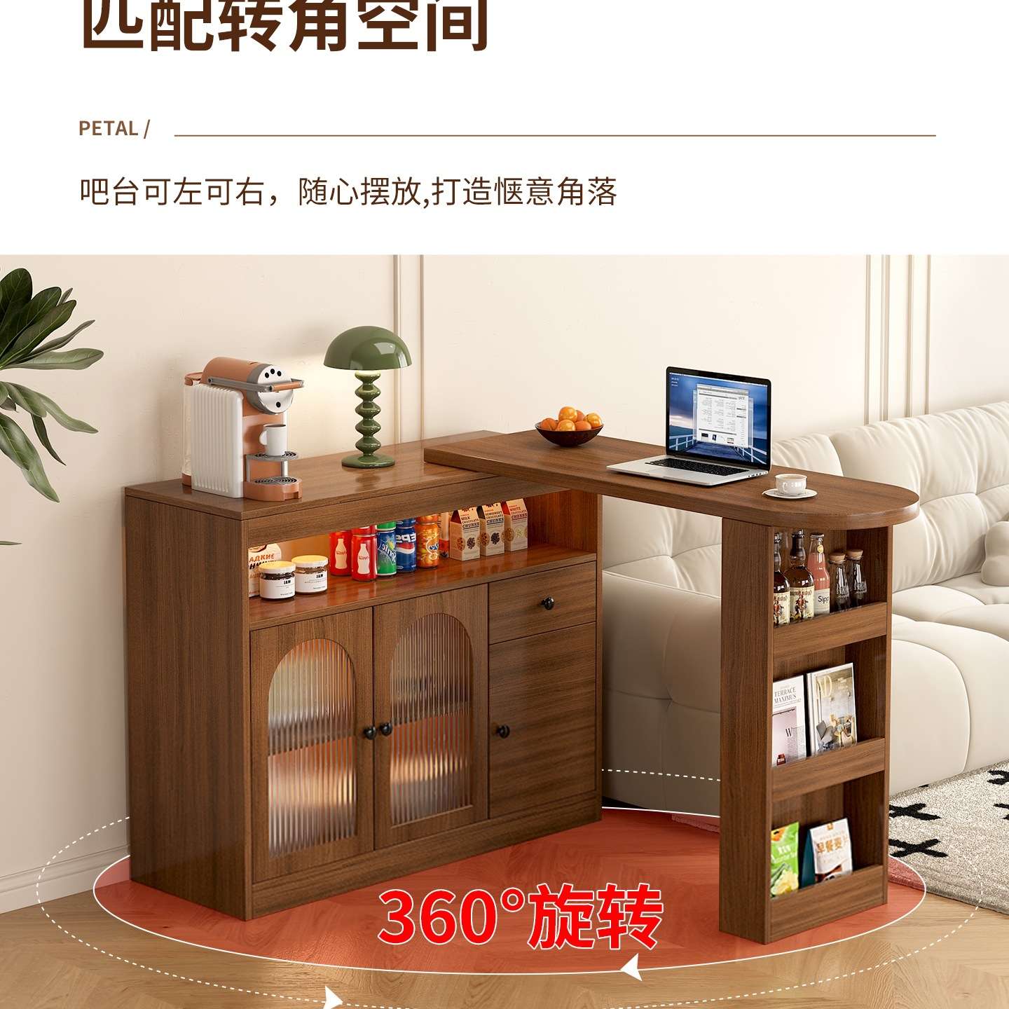 可伸缩吧台桌岛台餐边柜一体家用客厅隔断小户型阳台靠墙沙发边柜