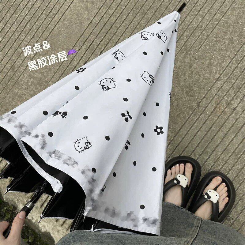 高颜值长柄雨伞可爱波点猫咪直柄伞黑胶防晒防紫外线太阳伞遮阳伞
